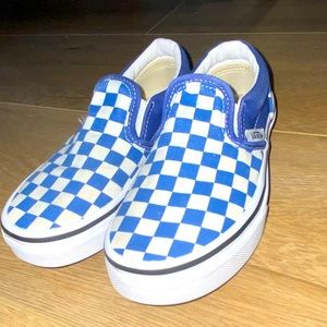 Like NEW • EUC • Unisex Vans Old School navy checkered slip on shoes sz 12.5